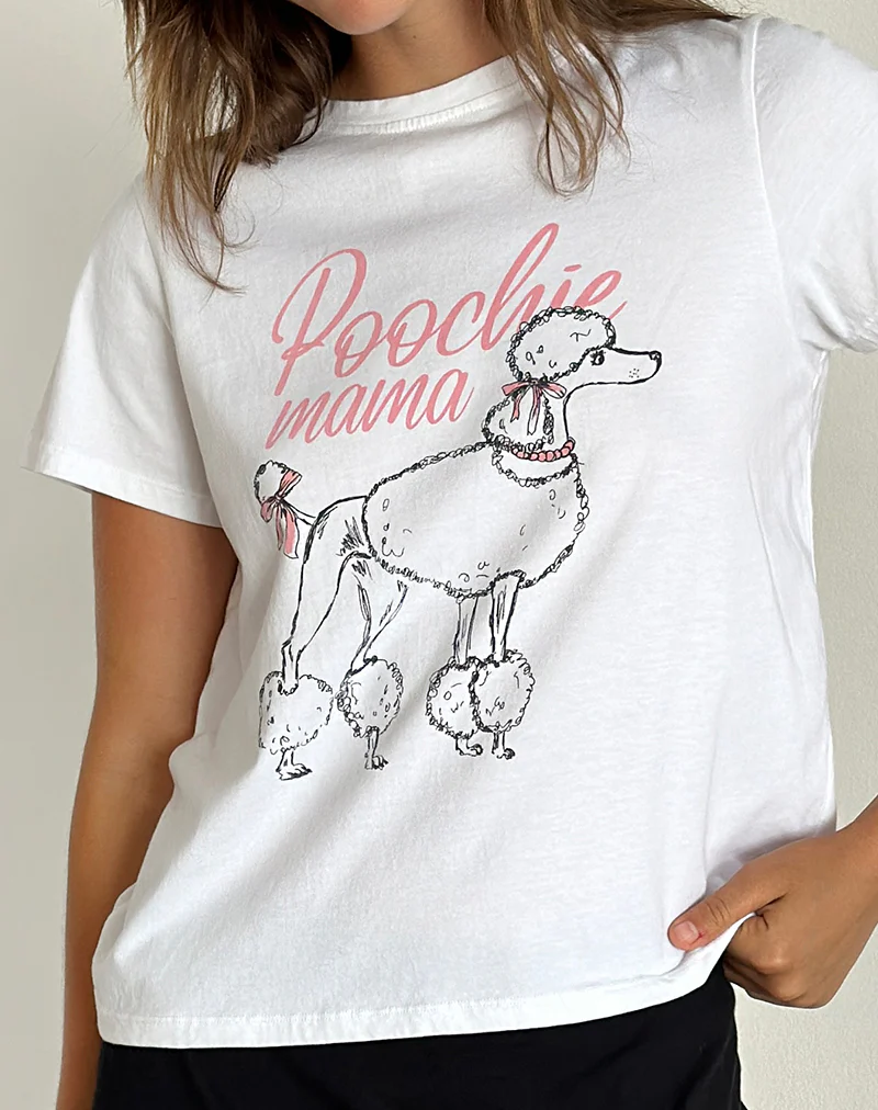 Saki Tee in White with Poodle Graphic - Image 5