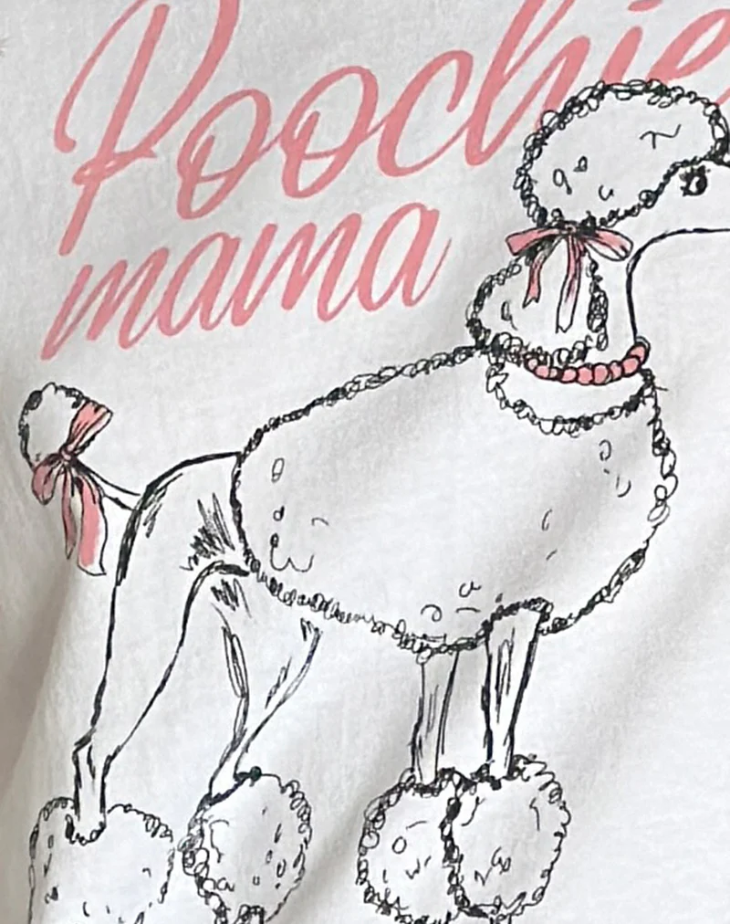 Saki Tee in White with Poodle Graphic - Image 6