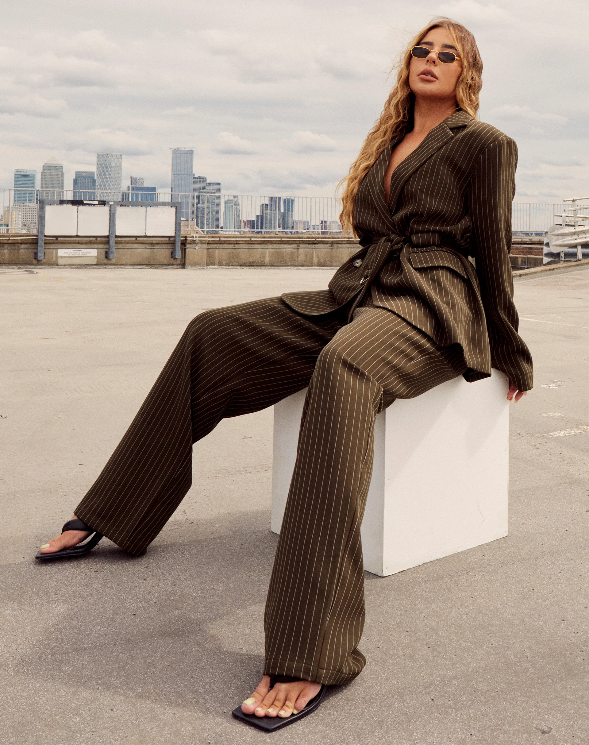 Sakila Trouser in Pinstripe Khaki - Image 4
