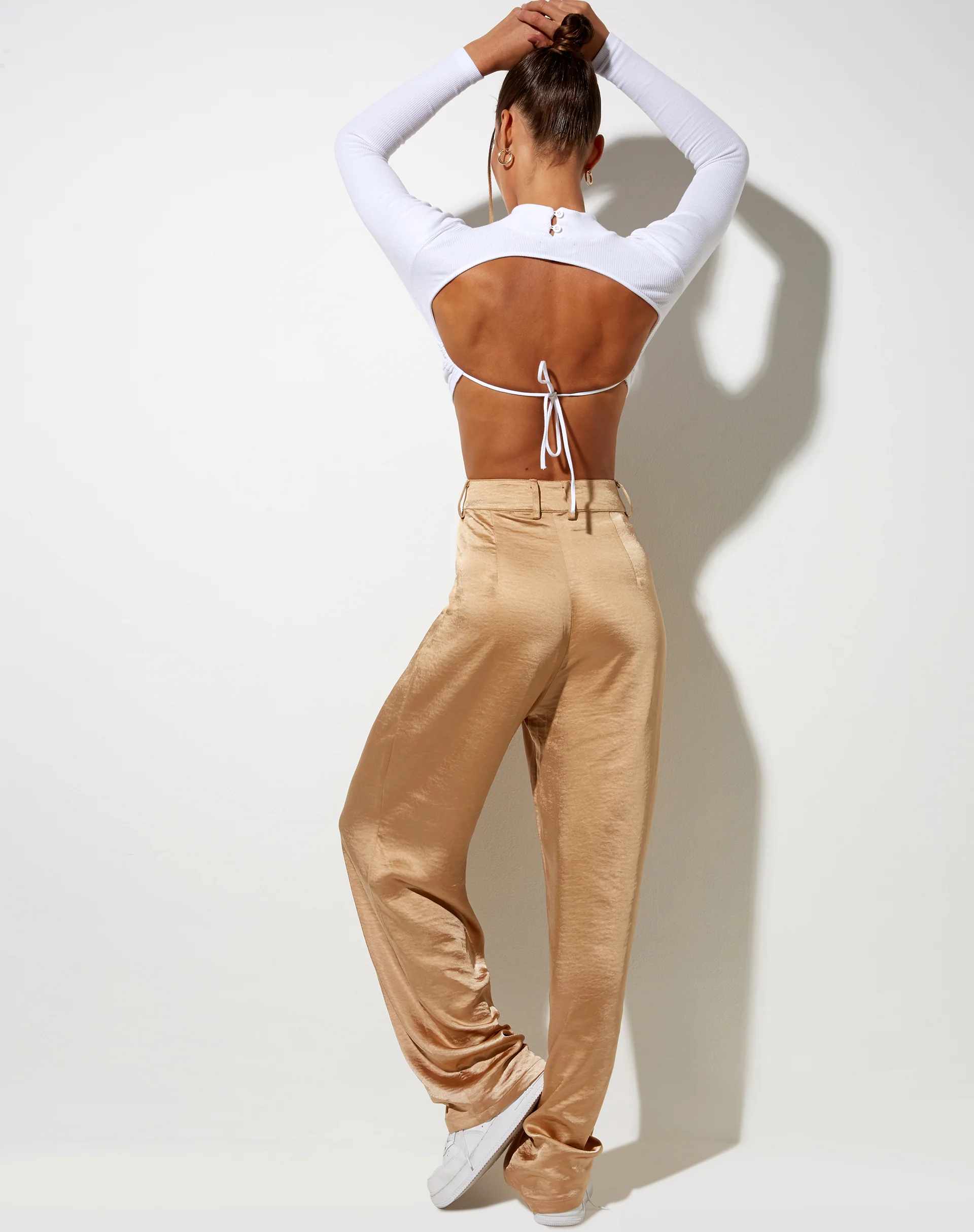 Sakila Trouser in Satin Golden Sand - Image 5