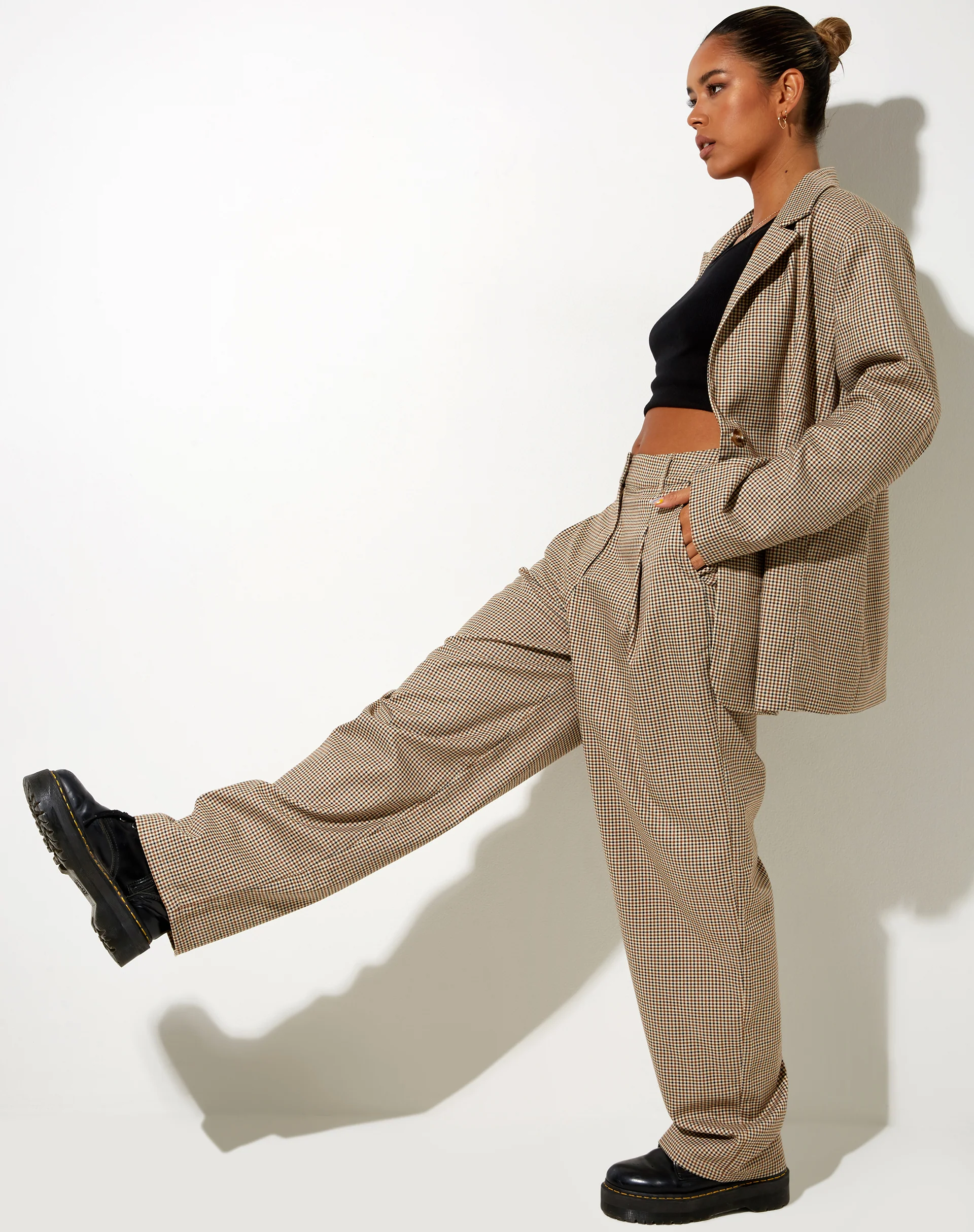 Sakila Trouser in Small Check Brown - Image 4