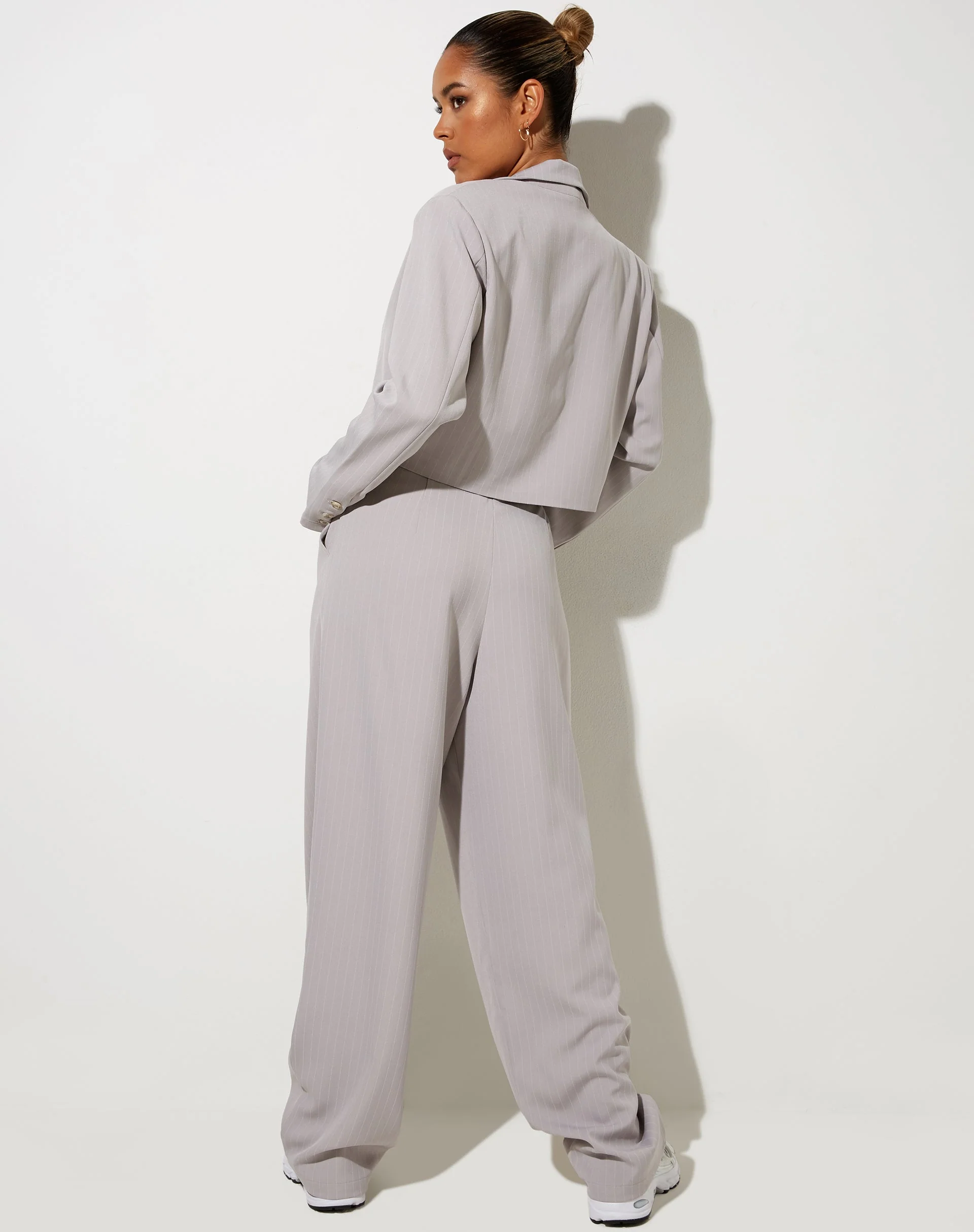 Sakila Trouser in Pinstripe Silver Grey - Image 4
