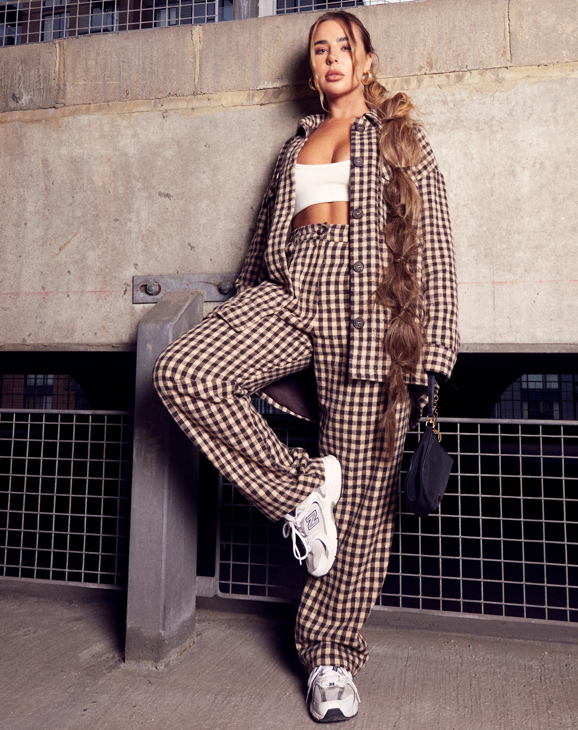 Sakila Trouser in Gingham Tan and Black - Image 4