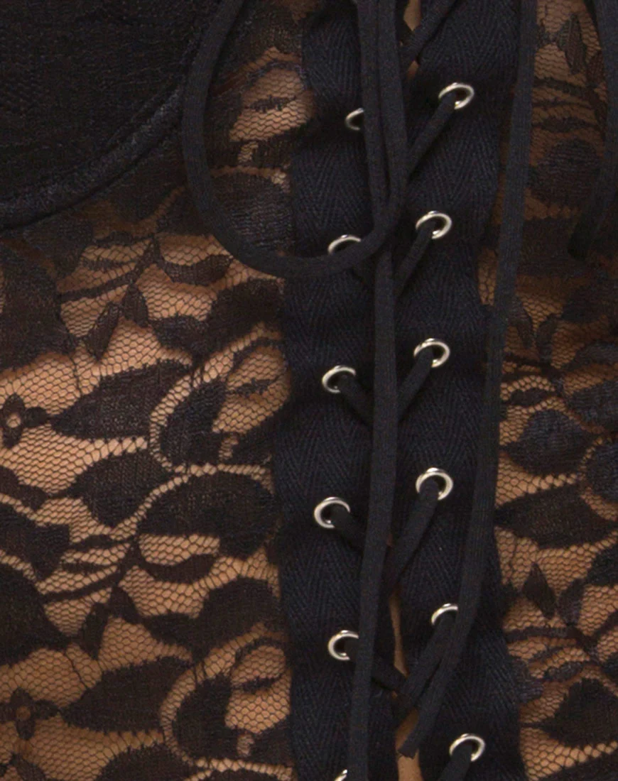 Sakina Bodycon Dress in Lace Black - Image 5