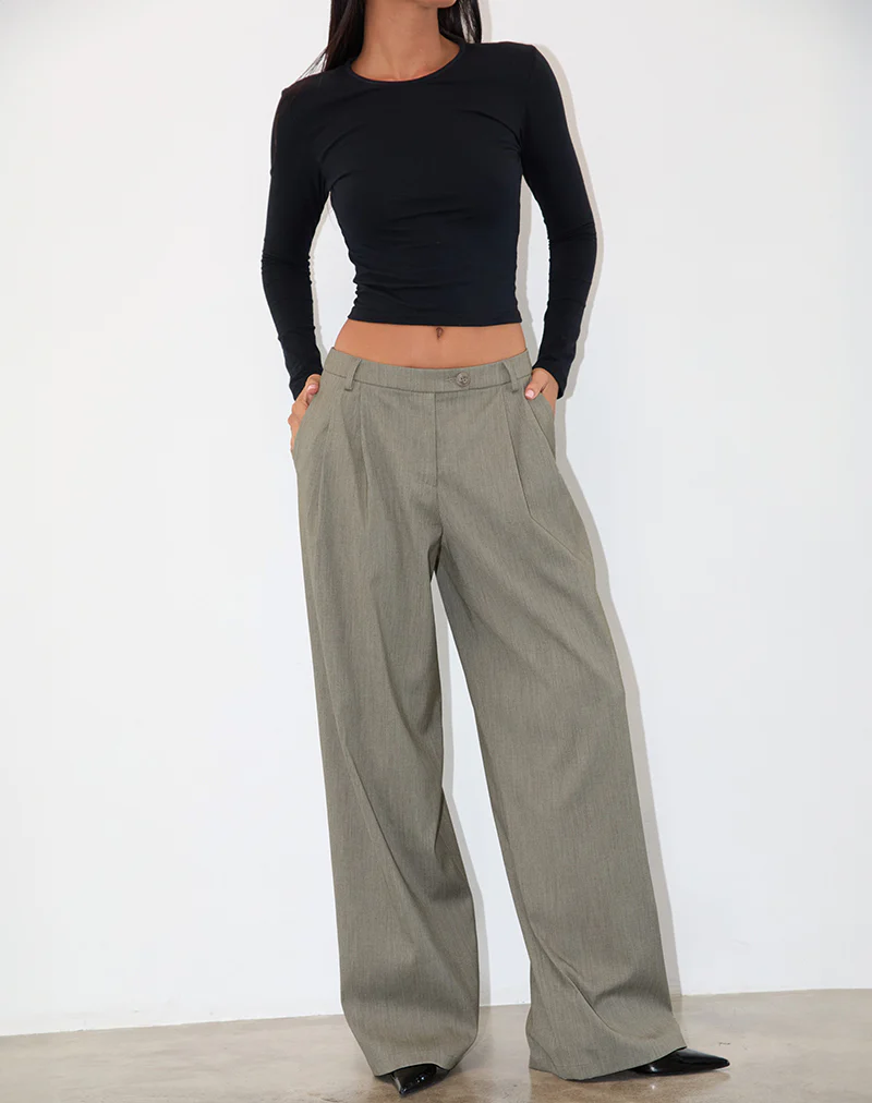 Sakira Tailored Trouser in Khaki Grey - Image 2