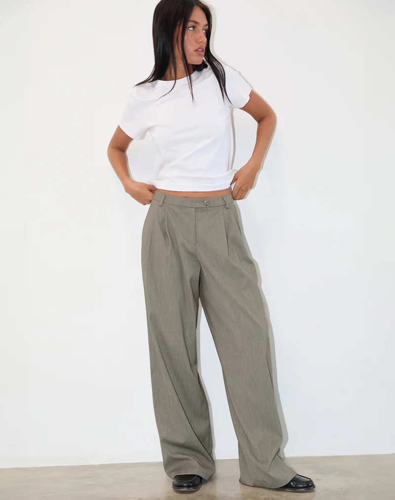 Sakira Tailored Trouser in Khaki Grey - Image 3