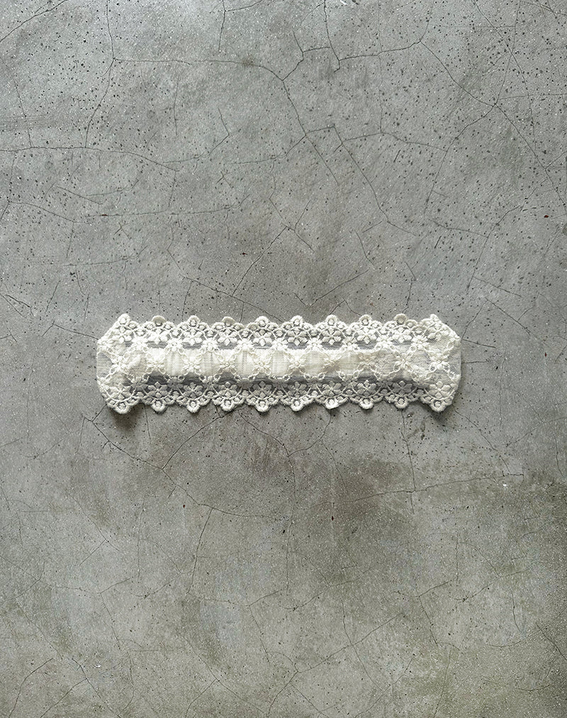 Sala Headband in White with Scalloped Lace - Image 2