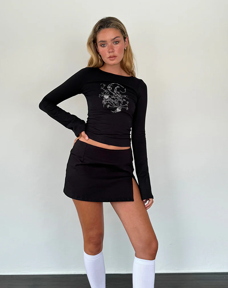 Salaka Long Sleeve Top in Black Script Heart Graphic - Image 4