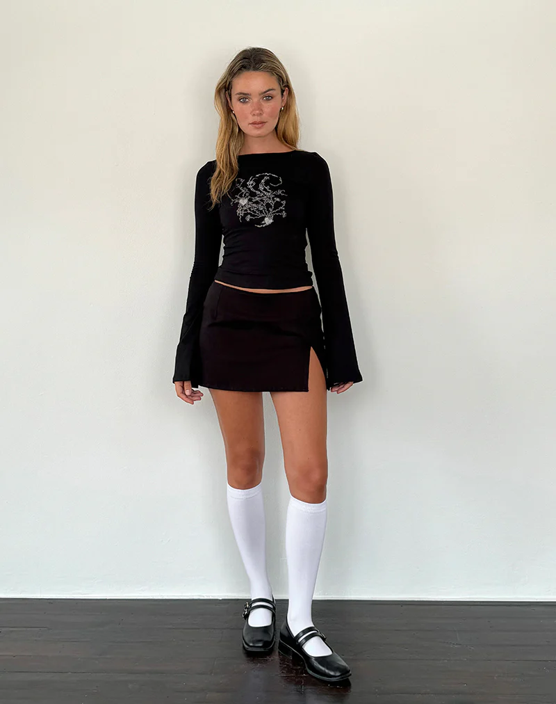 Salaka Long Sleeve Top in Black Script Heart Graphic - Image 5
