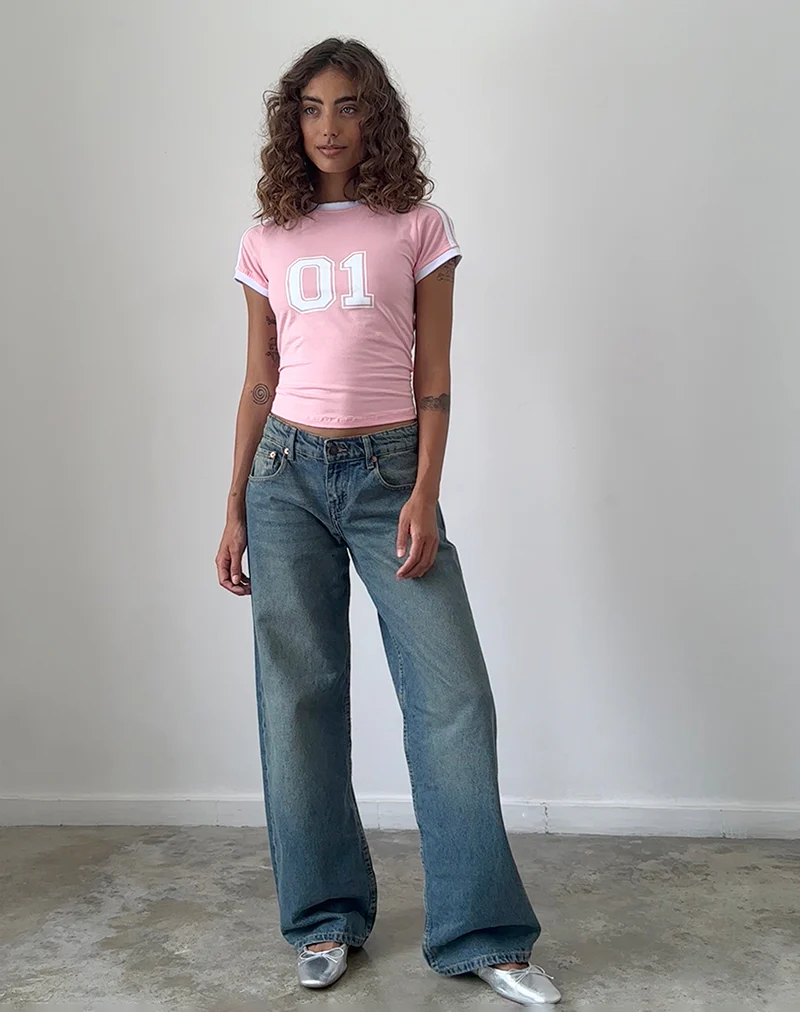 Salda Sporty Tee in Ballet Pink with White Binding - Image 3