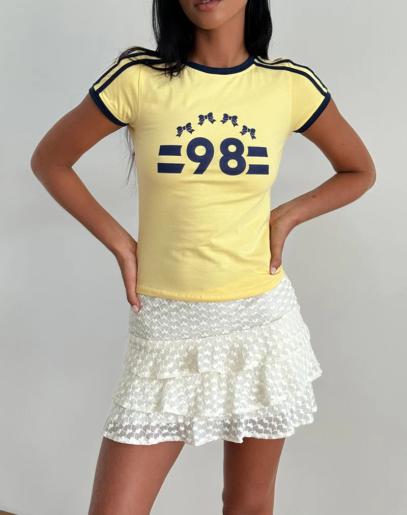 Salda Tee in Lemonade with Navy Binding and '98' Emb - Image 5