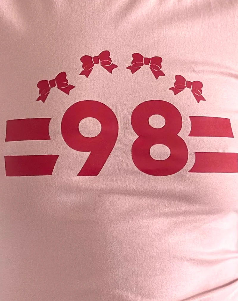 Salda Tee in Pink Lady with Adrenaline Red Binding and '98' Emb - Image 5