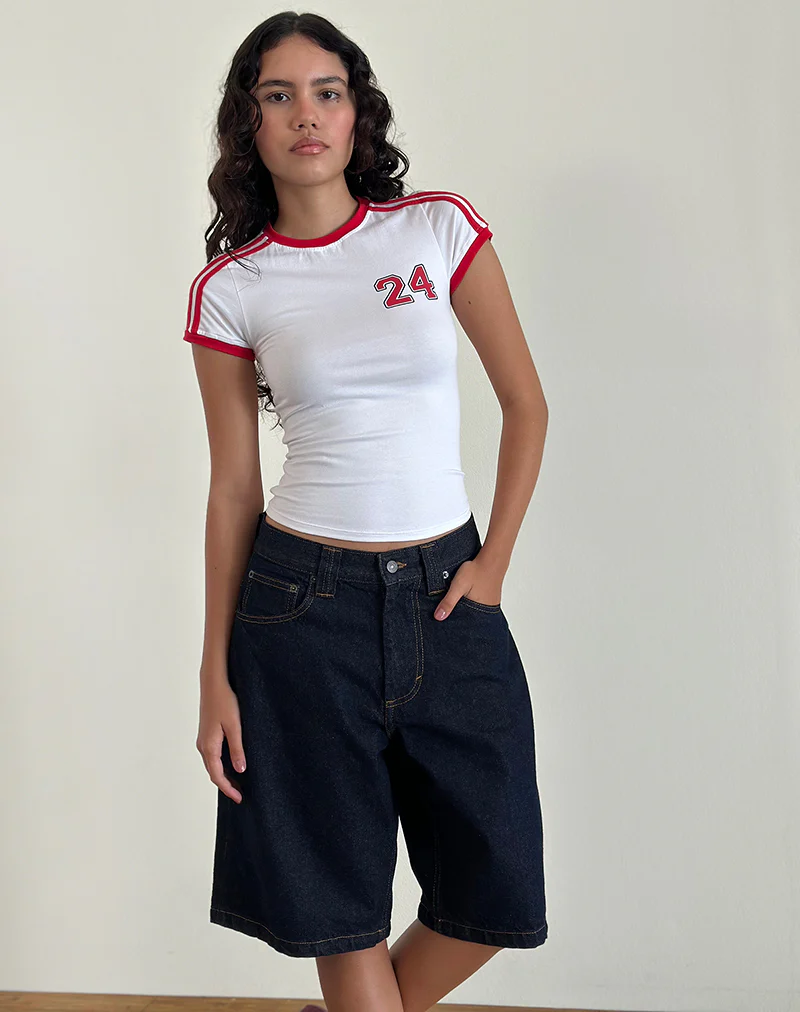 Salda Tee in White with Tango Red Binding - Image 2