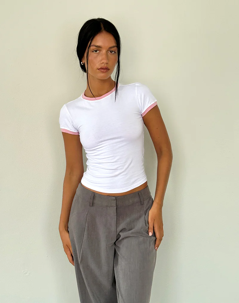 Salida Top in White with Flamingo Pink Binding - Image 4