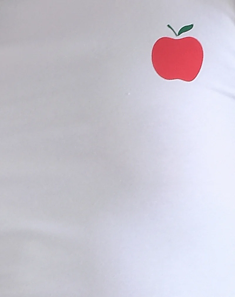 Salida Top in White with Navy Binding and Apple Motif - Image 6