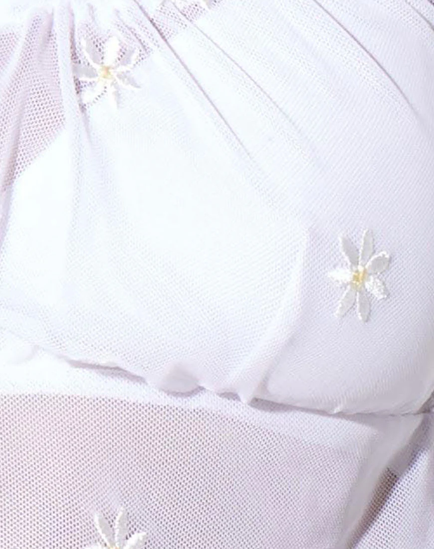 Salima Longsleeve Top in White Daisy Embro White - Image 5