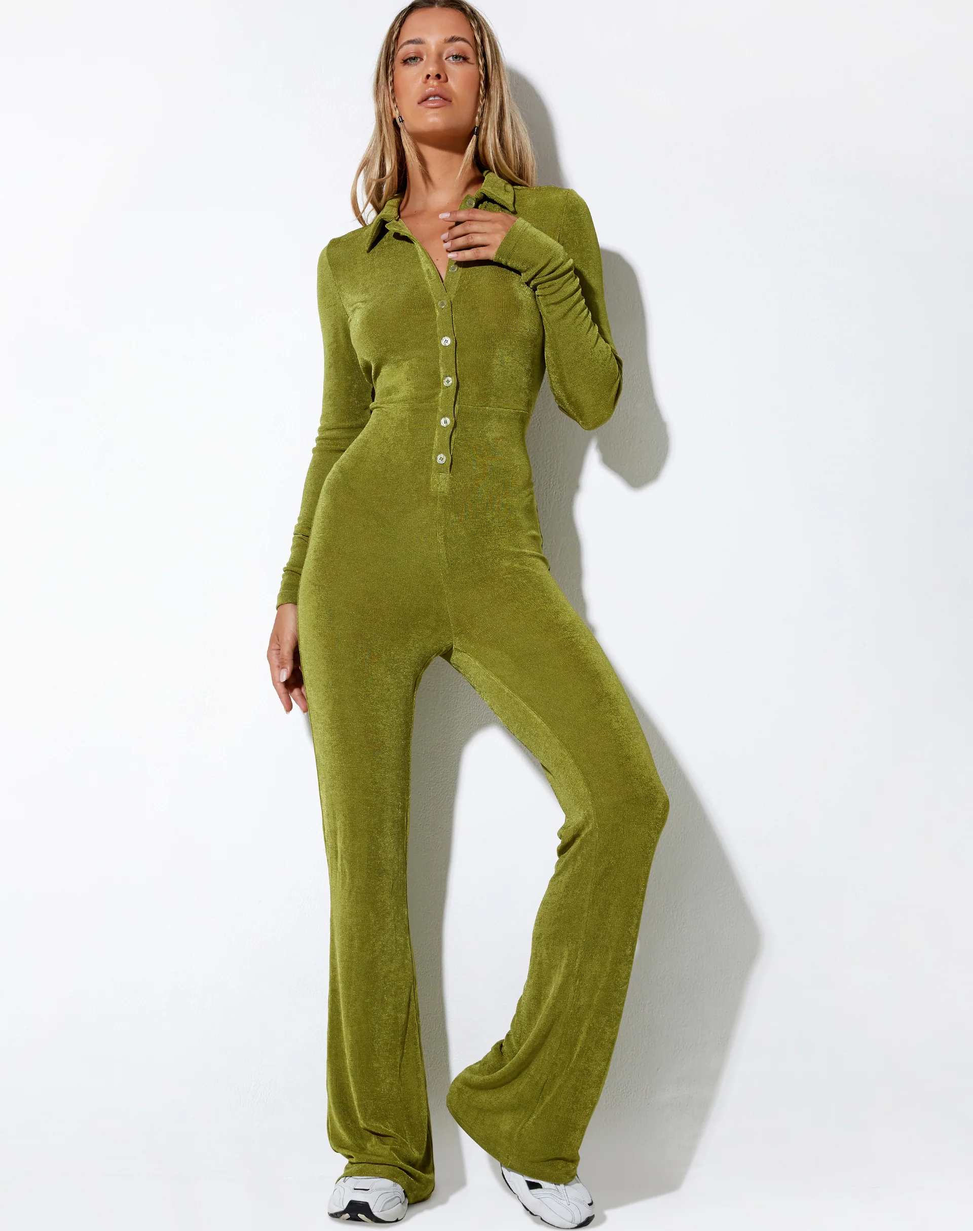 Salish Jumpsuit in Crepe Lime - Image 2