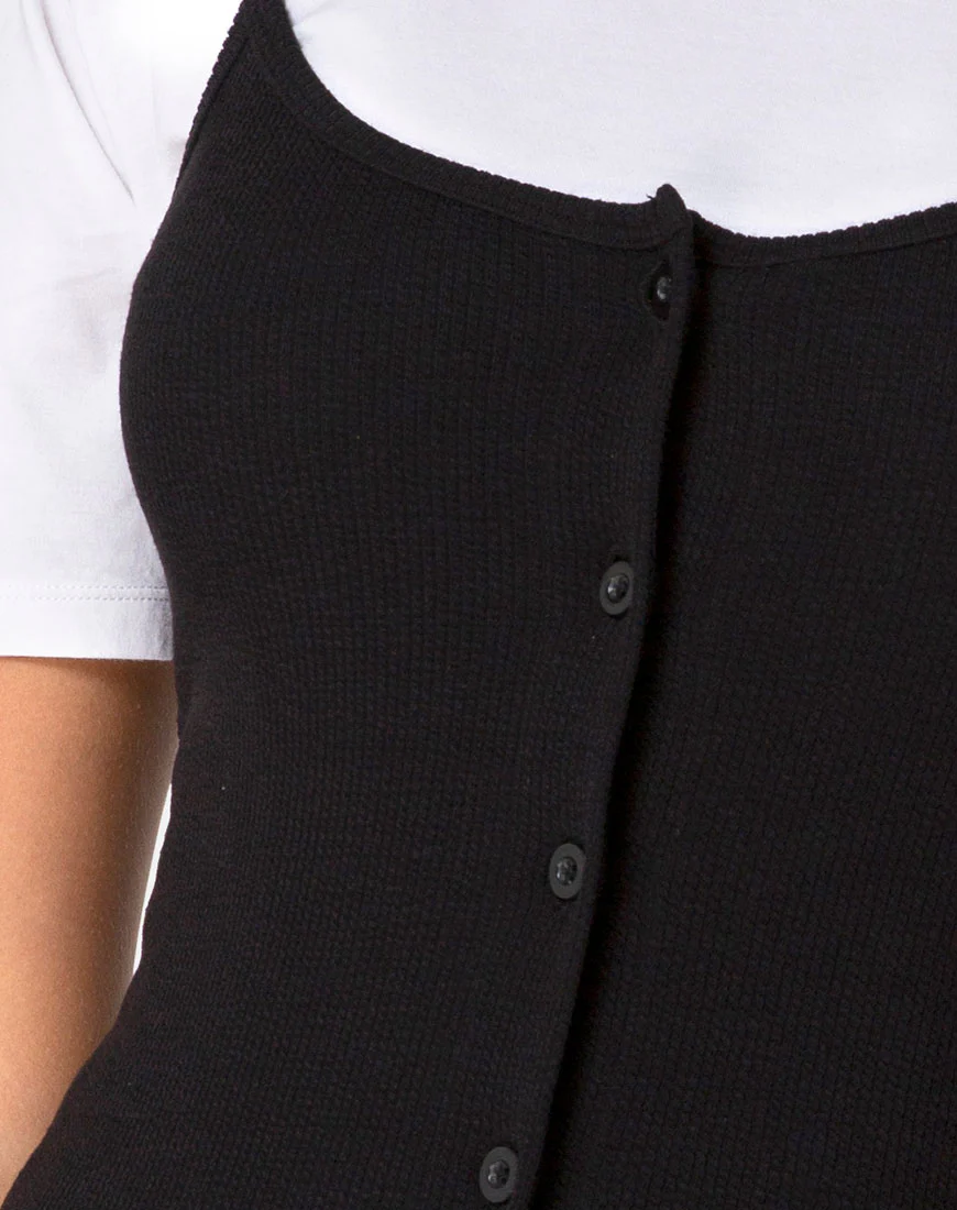 Salli Bodycon Dress in Black Rib - Image 5