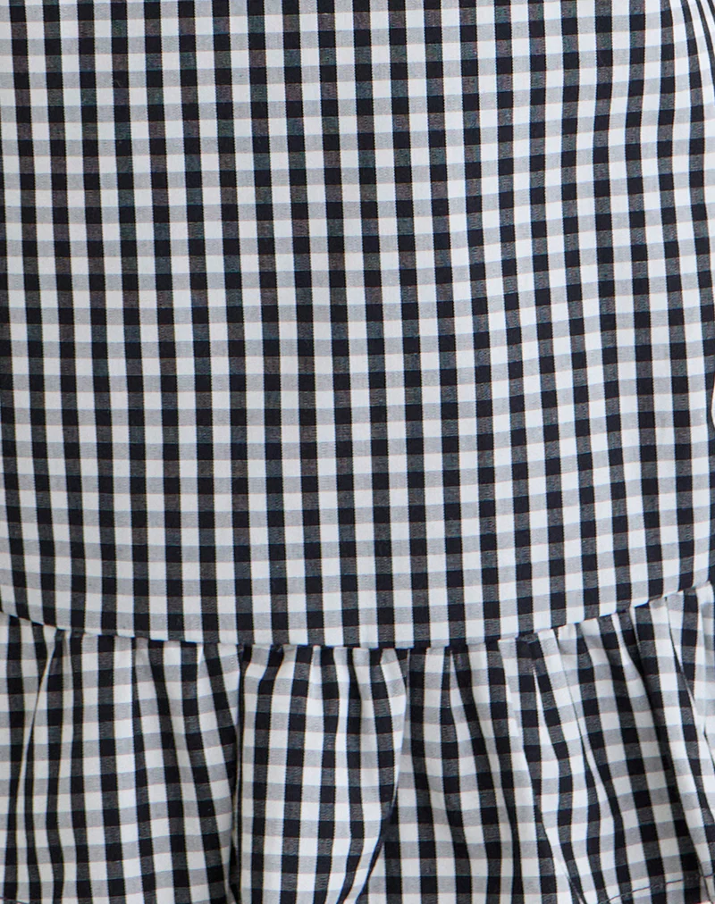 Salome Peplum Top in Mini Gingham Grey - Image 5