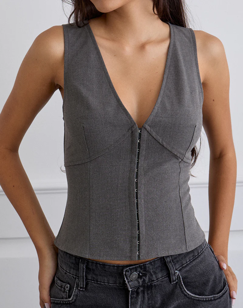 Salpa Plunge Top in Tailoring Charcoal - Image 3