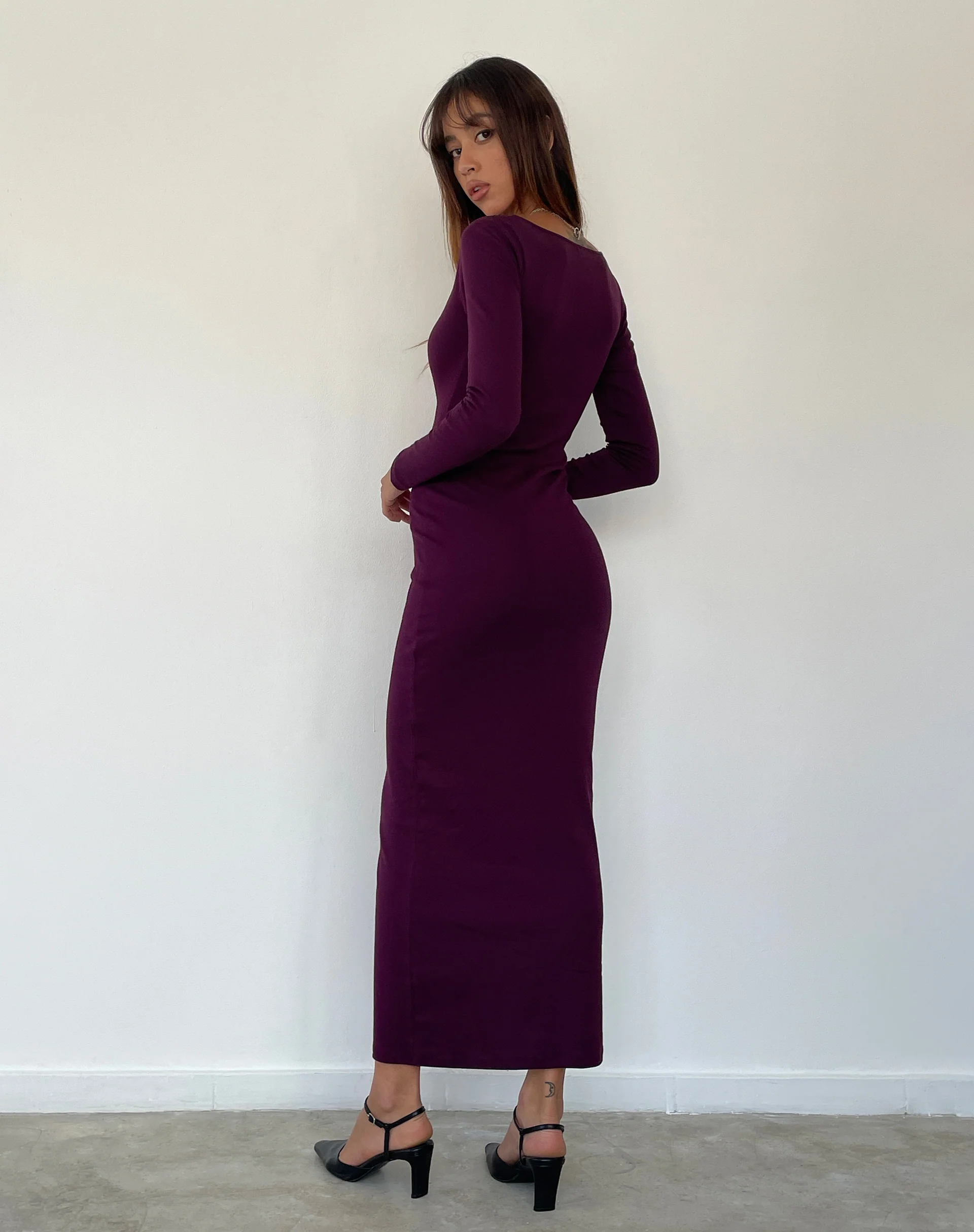 Samaira Long Sleeve Maxi Dress in Aubergine - Image 3