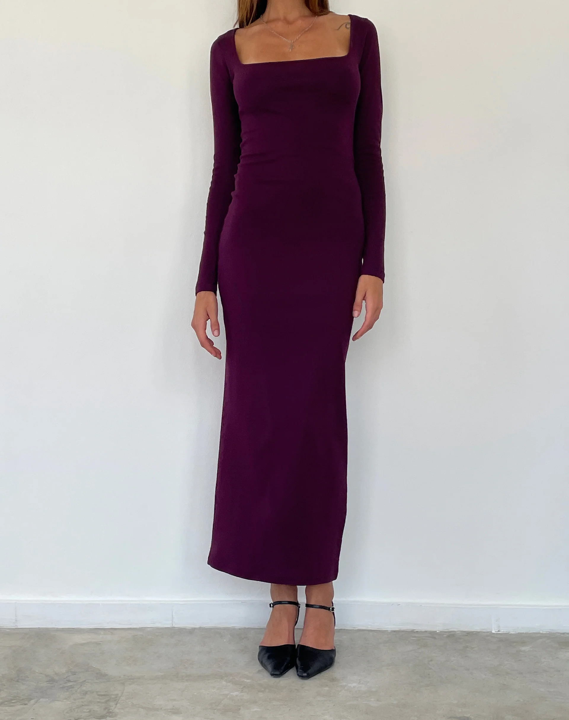Samaira Long Sleeve Maxi Dress in Aubergine - Image 4