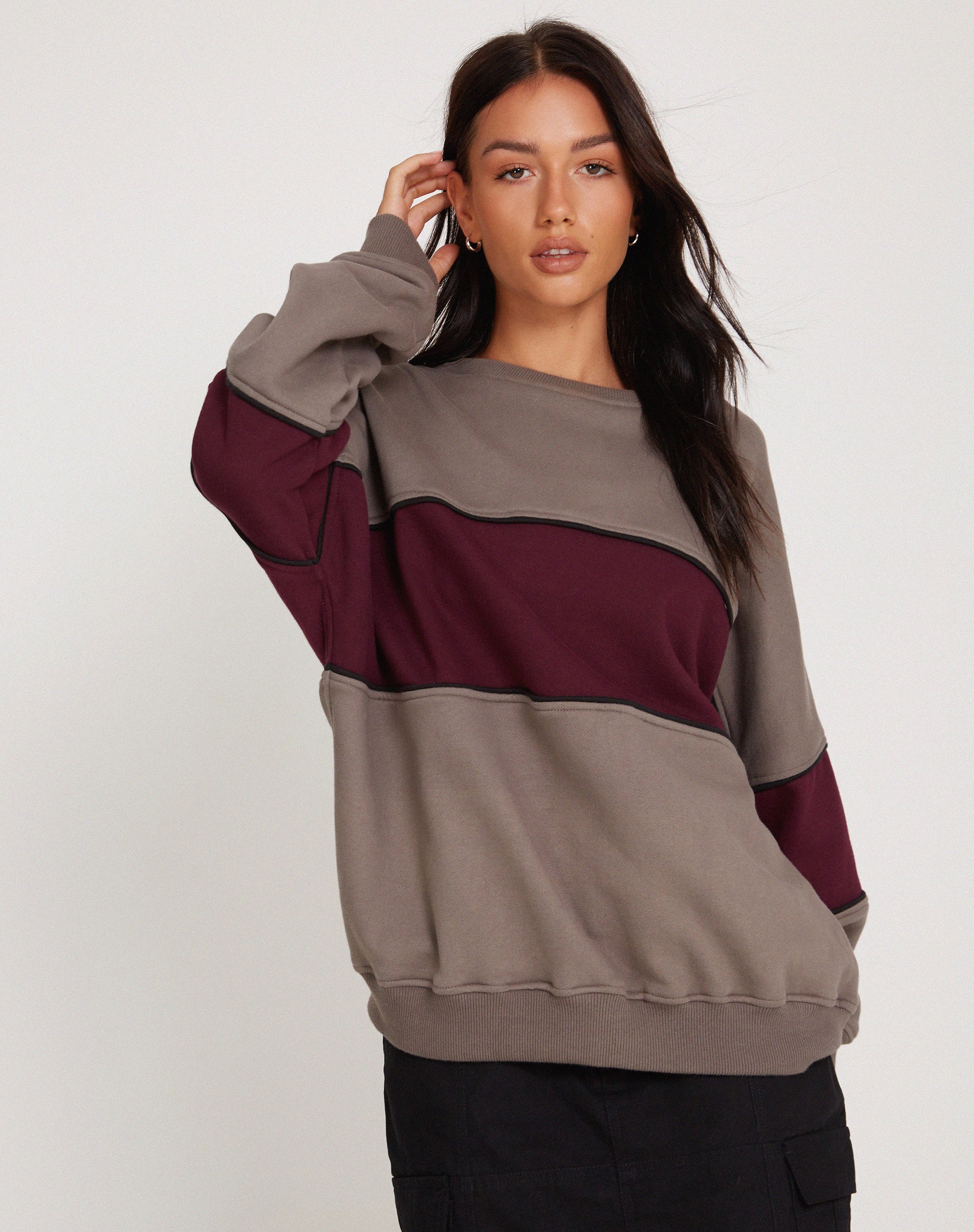 Samara Sweatshirt in Cloudburst Oxblood Black - Image 3