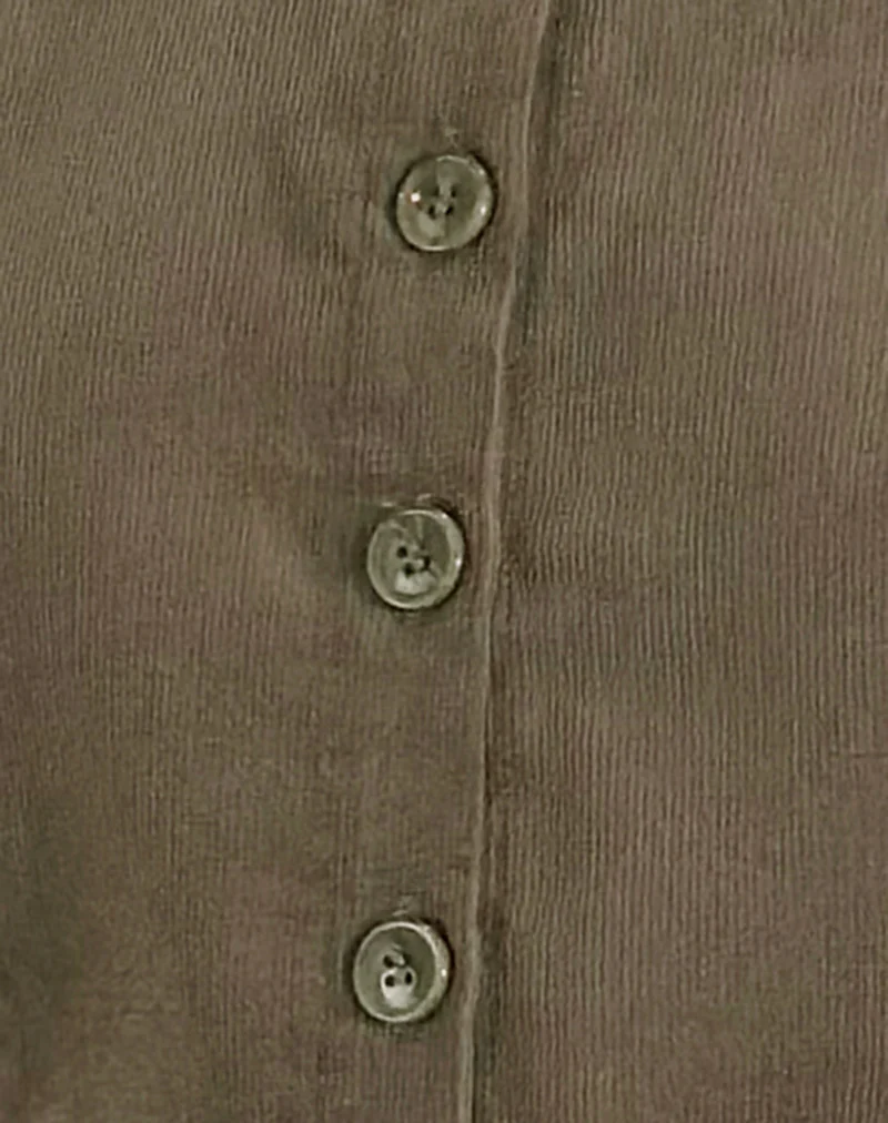 Samas Shirt in Cord Taupe - Image 5
