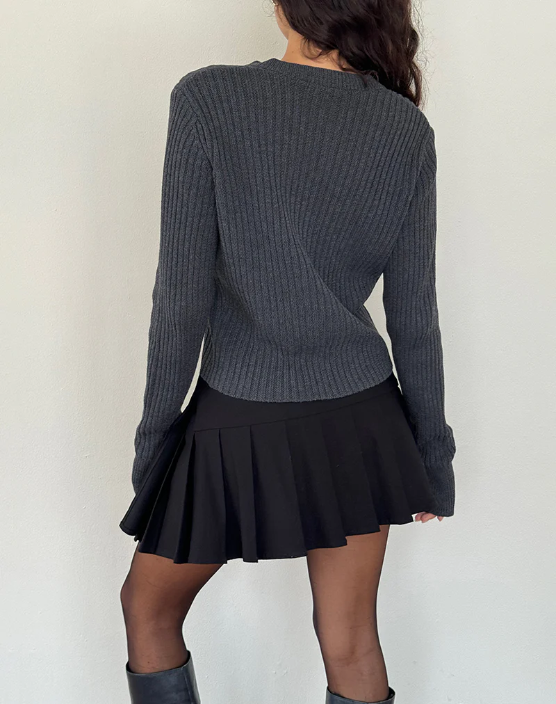 Samaya Knit Cardigan in Dark Charcoal - Image 3