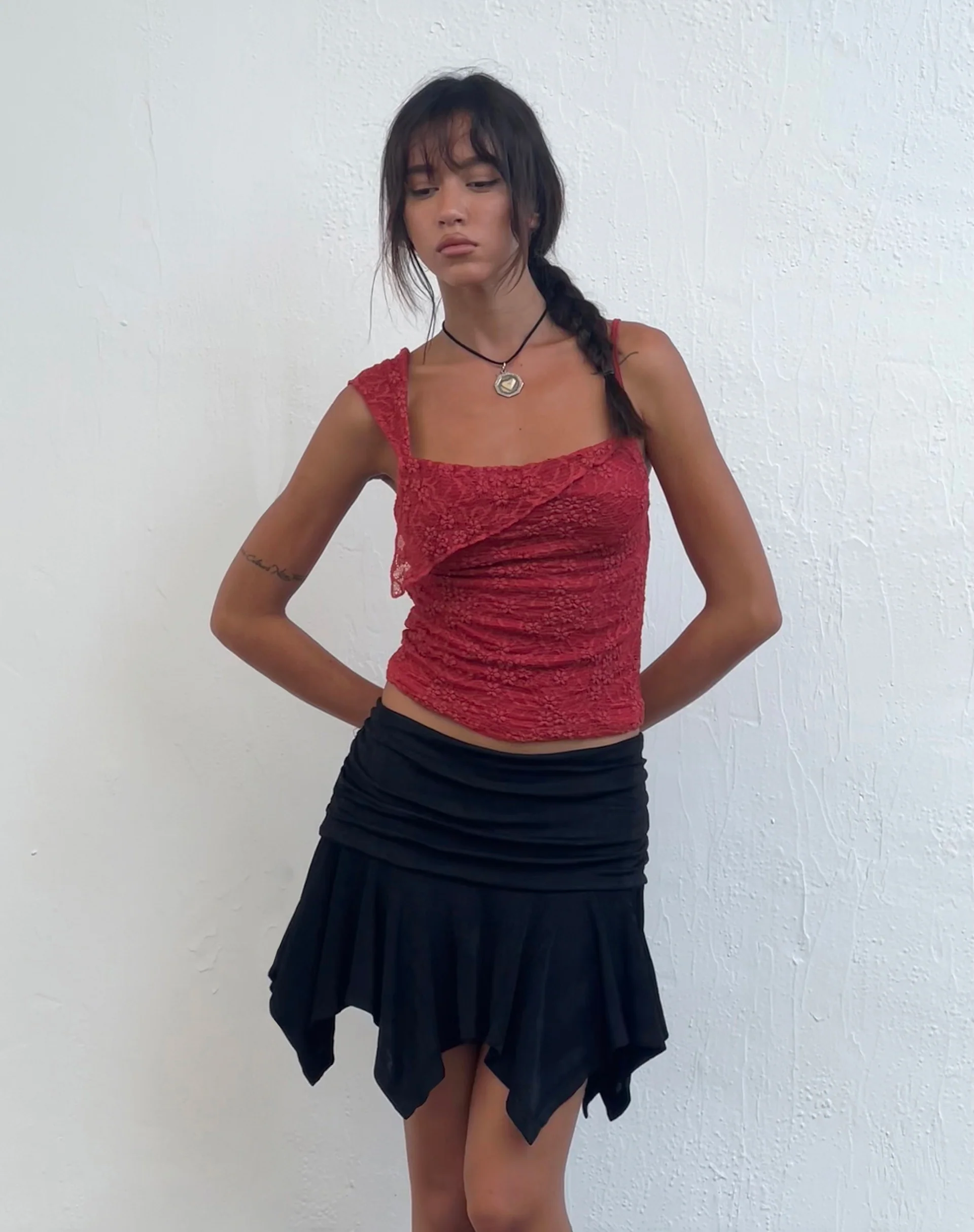 Sambu Lace Cami Top in Red - Image 3