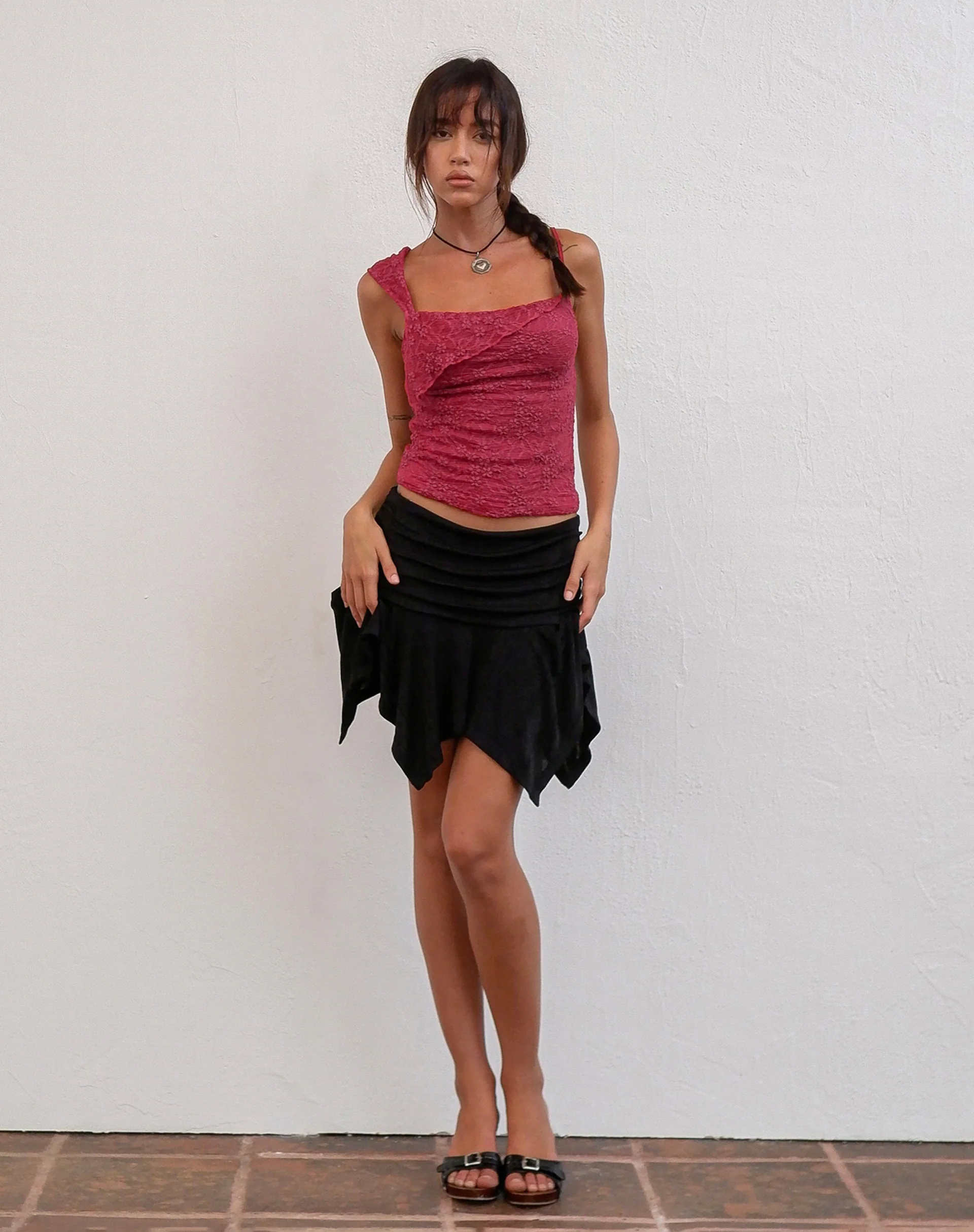 Sambu Lace Cami Top in Red - Image 6