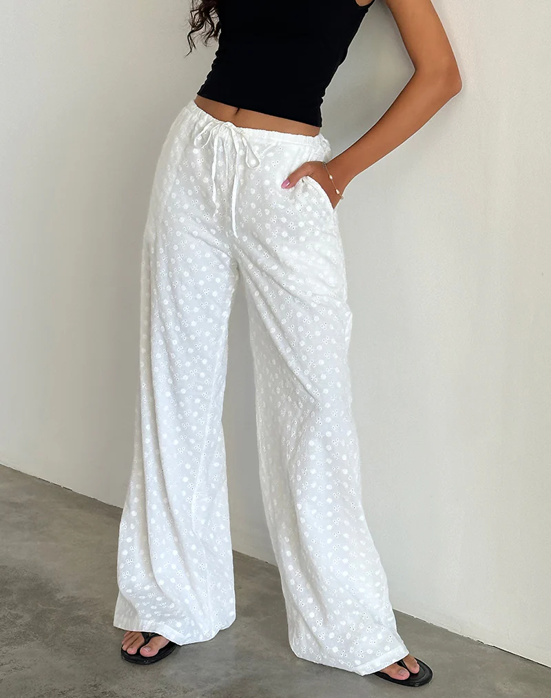 Samir Trouser in Broderie White - Image 2