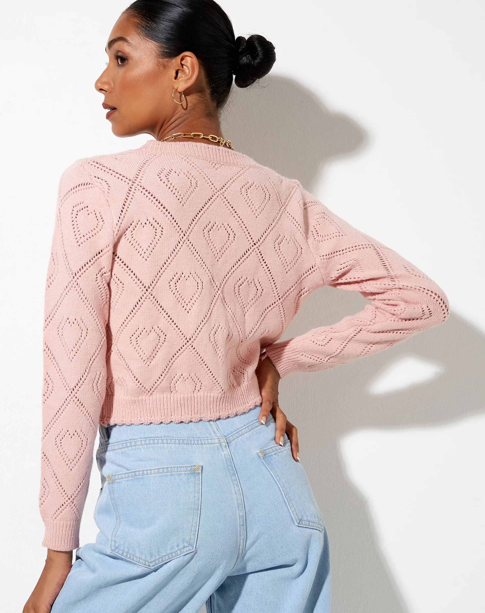 Samo Cardigan in Diamond and Heart Pink - Image 2