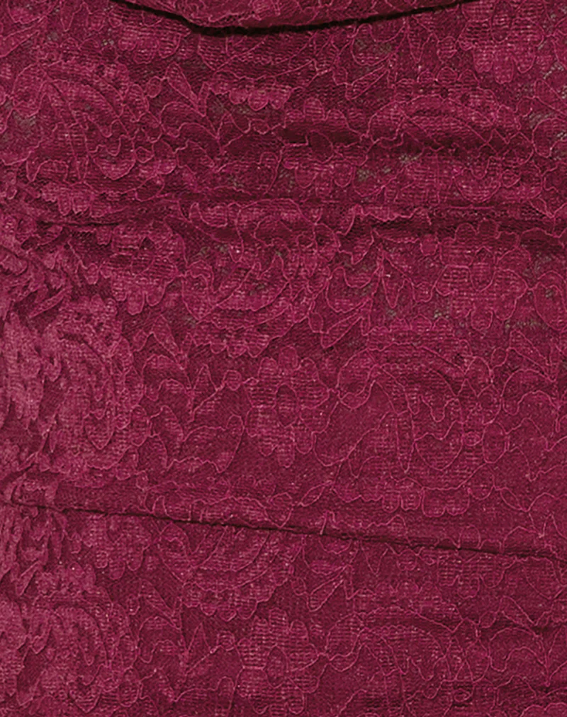 Samwell Halterneck Top in Paisley Lace Burgundy - Image 6