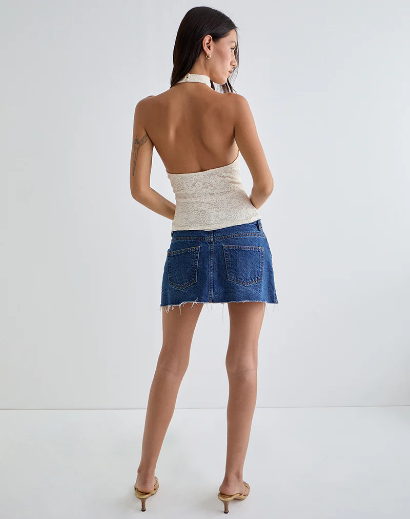 Samwell Halterneck Top in Paisley Lace Ivory - Image 4