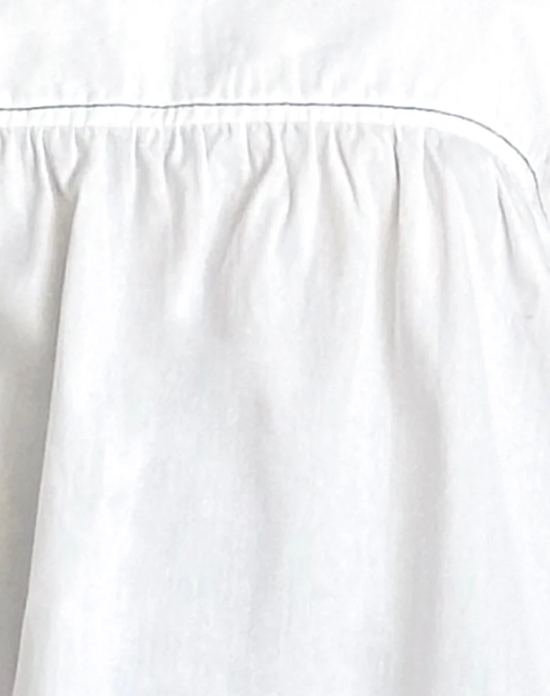 Sanaly Mini Dress in White with Navy Babylock - Image 6