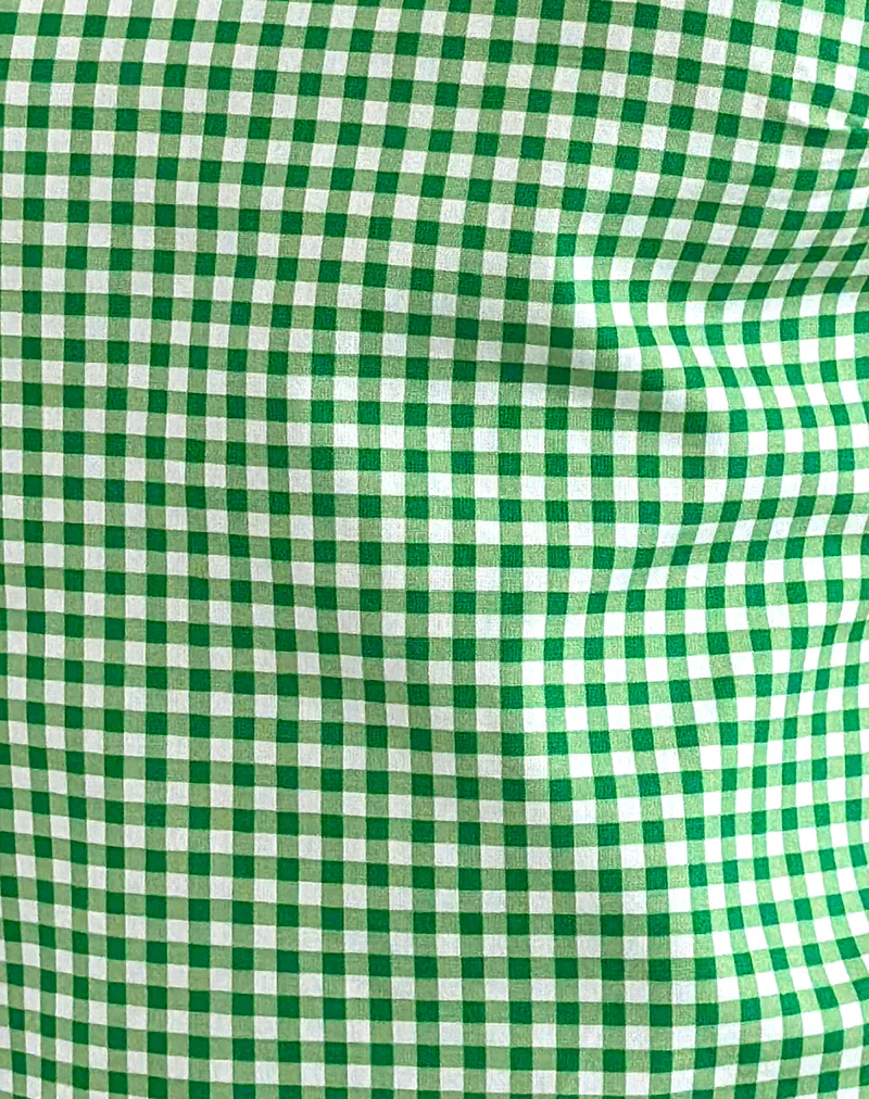 Sanamu Frill Top in Mini Gingham Green - Image 7