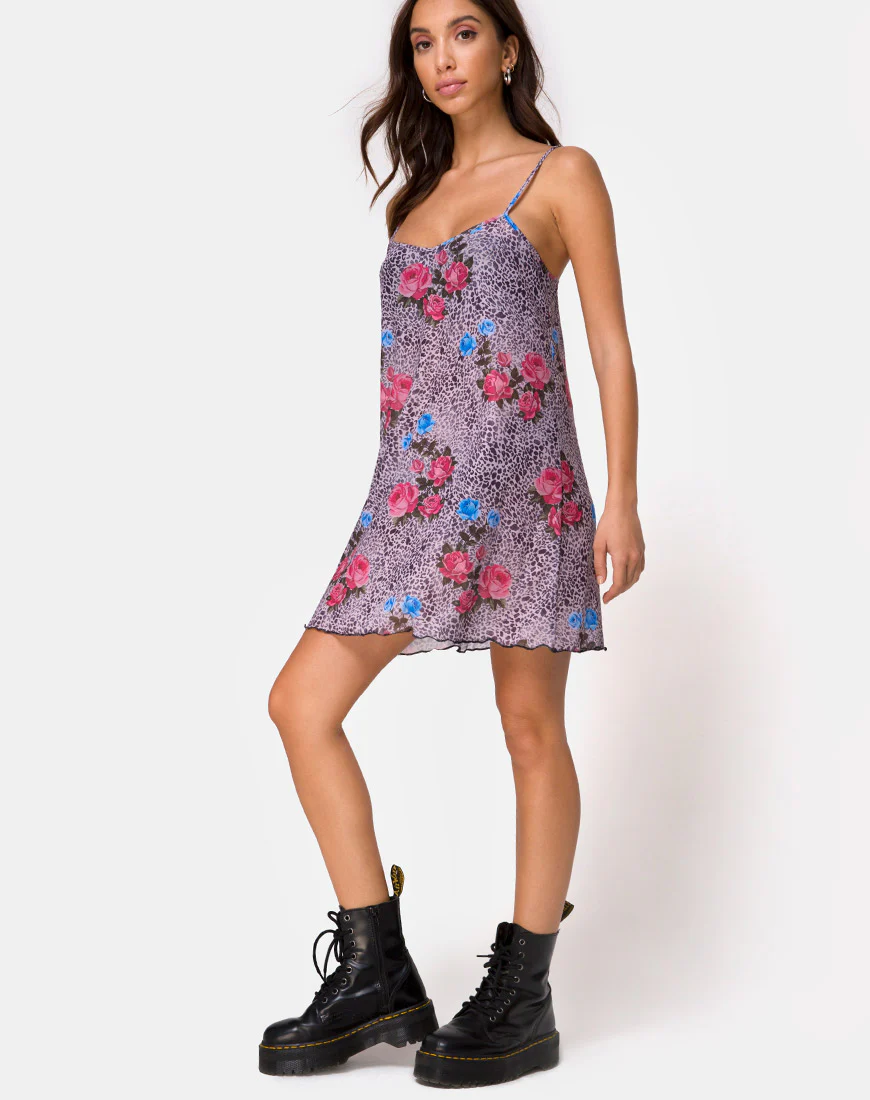 Sanita Dress in Jungle Rose Print Net - Image 3