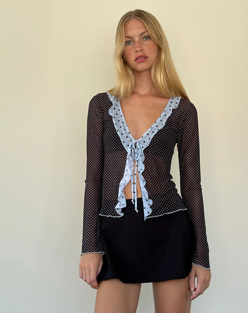 Saniya Cardigan in Blue and Black Basic Polka - Image 6