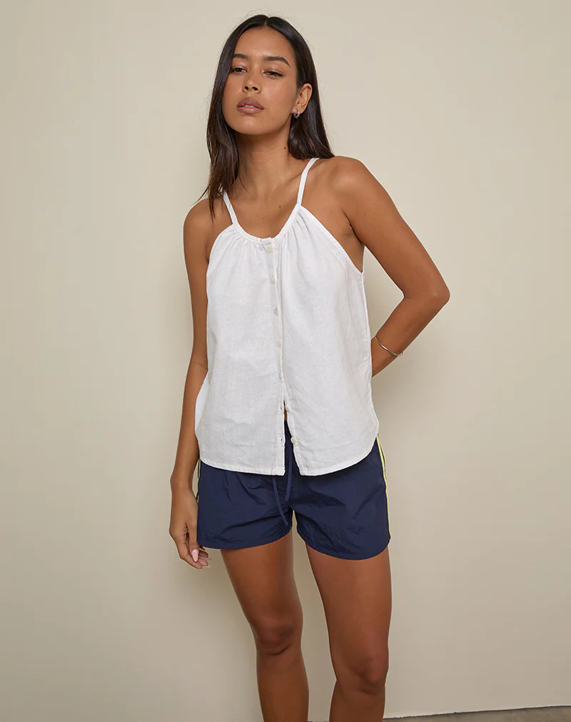 Sanja Scoop Button Top in Ivory - Image 2