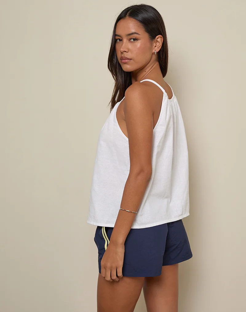 Sanja Scoop Button Top in Ivory - Image 5