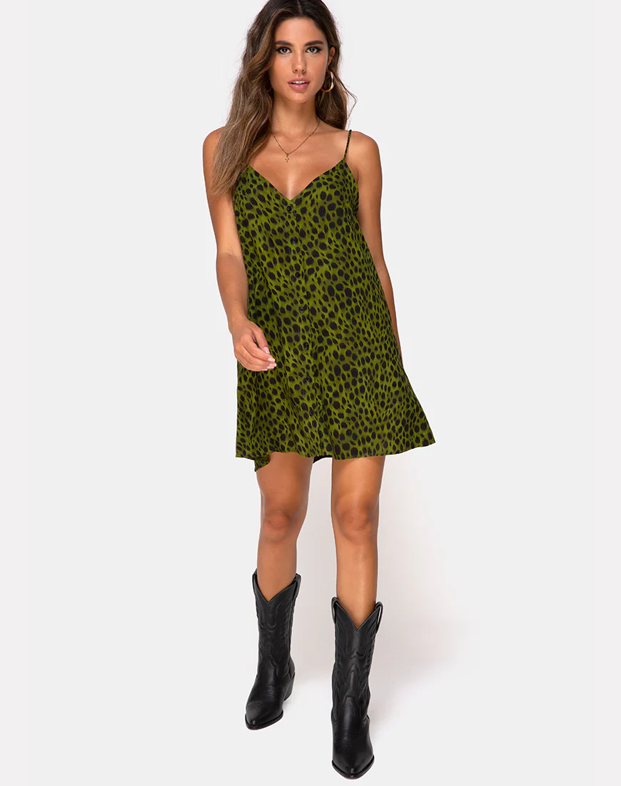 Sanna Slip Dress in Cheetah Khaki - Image 4