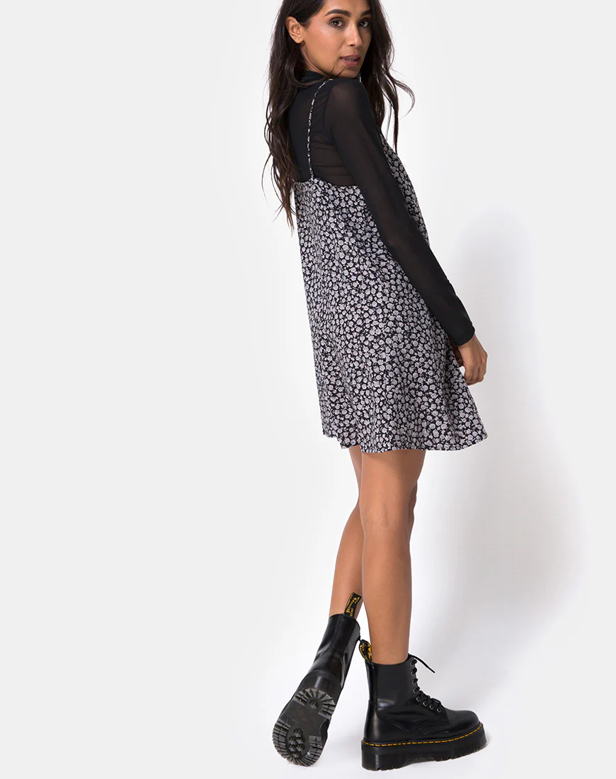 Sanna Slip Dress in Ditsy Rose Black - Image 4