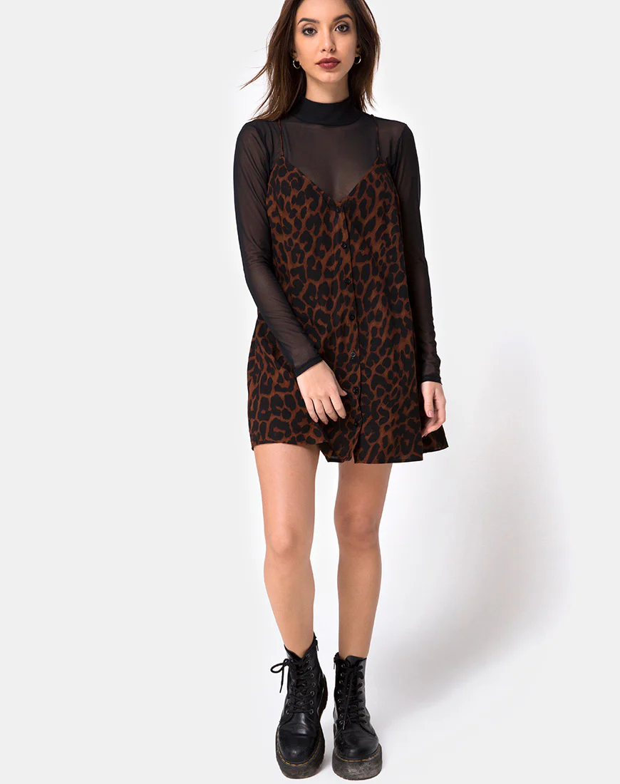 Sanna Slip Dress in Oversize Jaguar Brown - Image 3