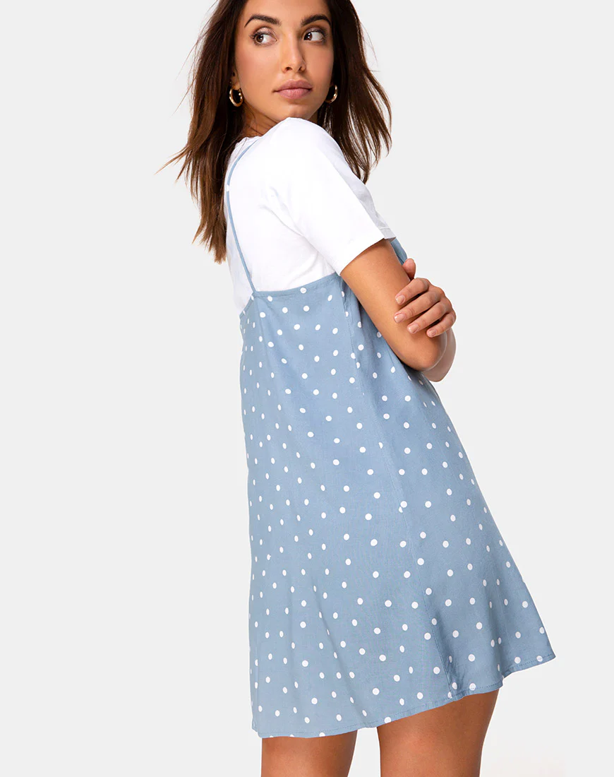 Sanna Slip Dress in Skater Polka Blue - Image 2