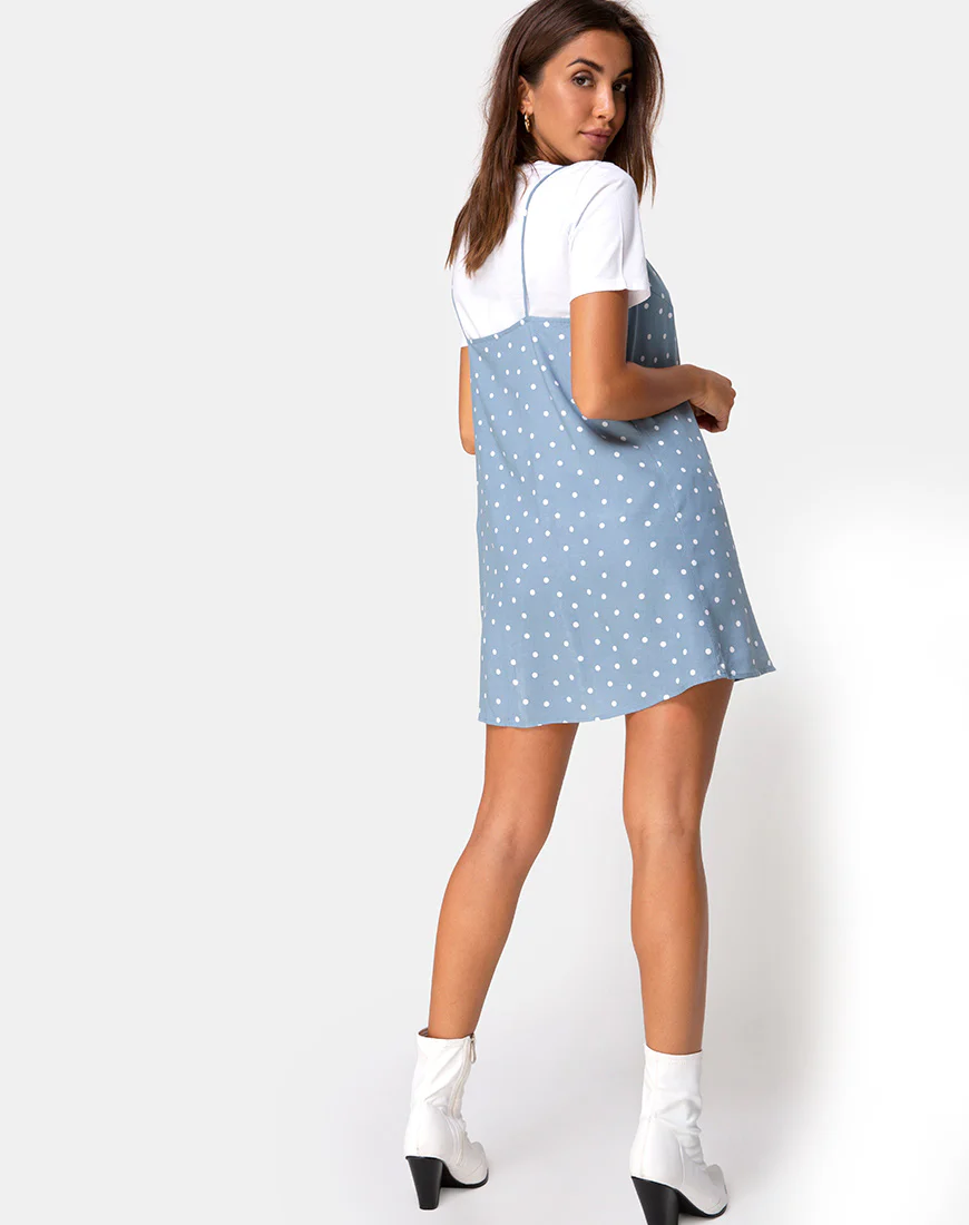 Sanna Slip Dress in Skater Polka Blue - Image 4