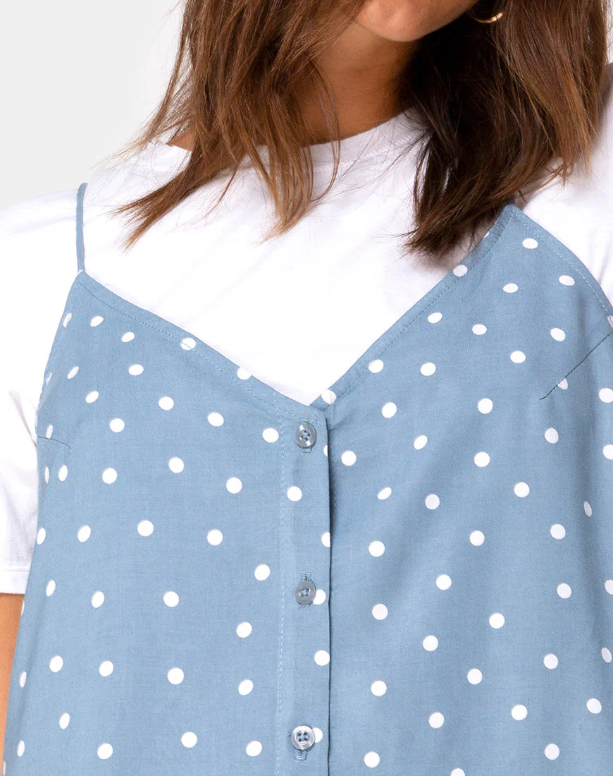 Sanna Slip Dress in Skater Polka Blue - Image 5