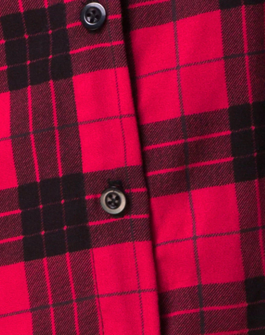Sanna Dress in Winter Plaid Red and Black - Image 5
