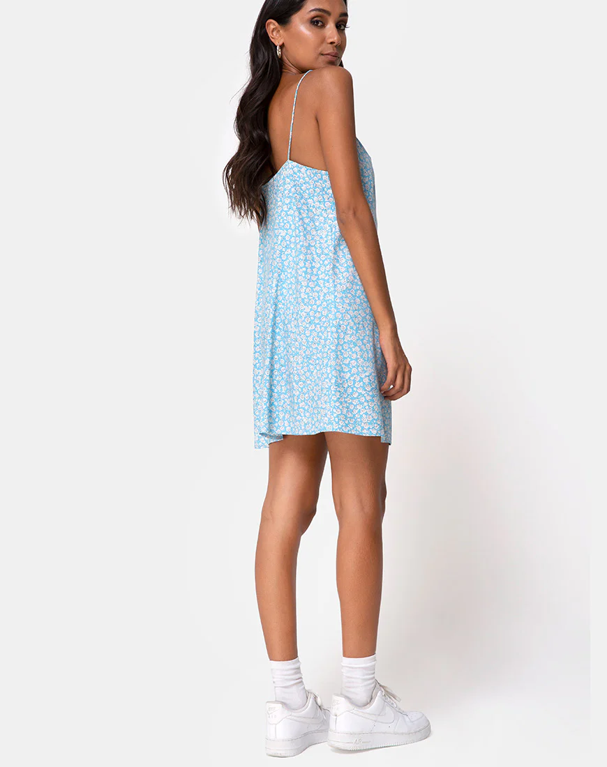 Sanna Slip Dress in Ditsy Rose Blue - Image 4