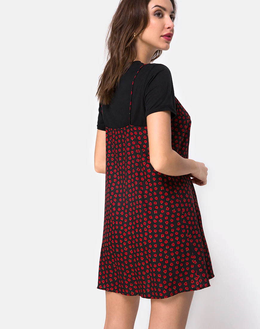 Sanna Slip Dress in Dotty Rose Black - Image 3